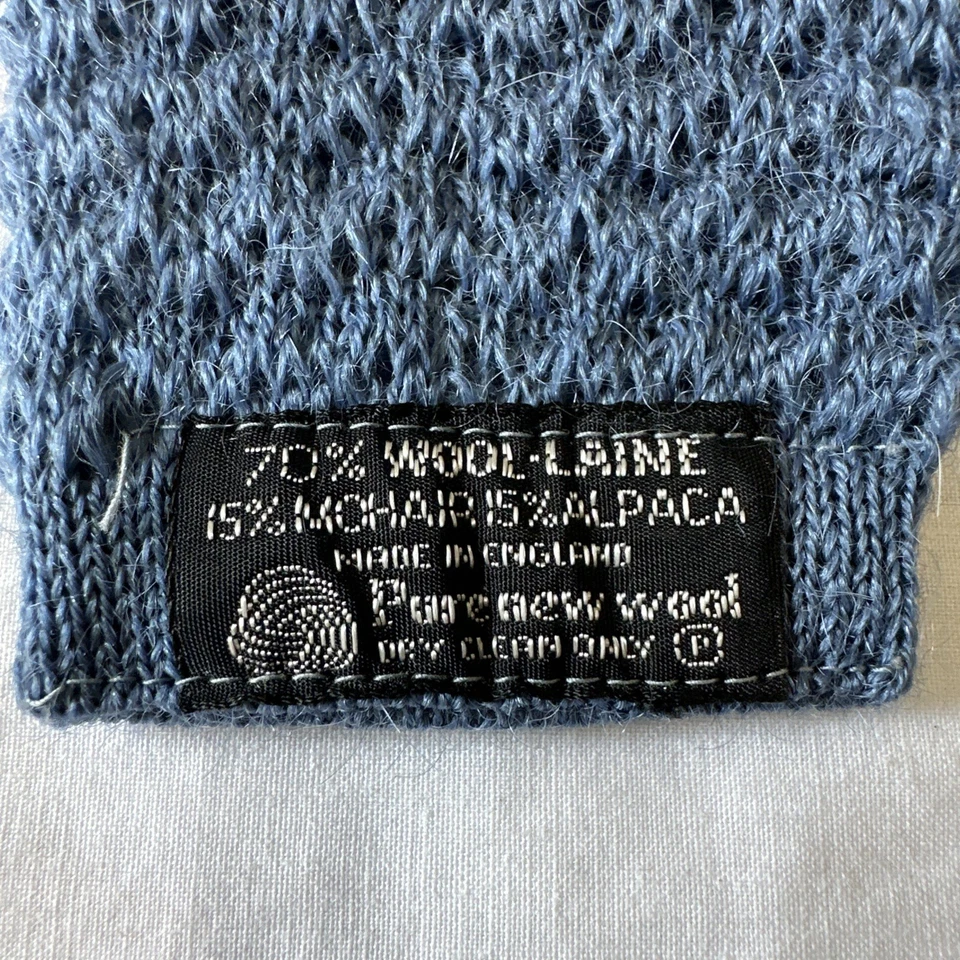 Corbata tejida vintage Austin Reed para hombre 70 % lana 15 % mohair 15 % alpaca azul 56" L-3,5" W Foto 3 de 4