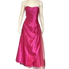 Vintage Y2K Jessica McClintock Gunne Sax Fuchsia Tulle Gown 7 8 USA