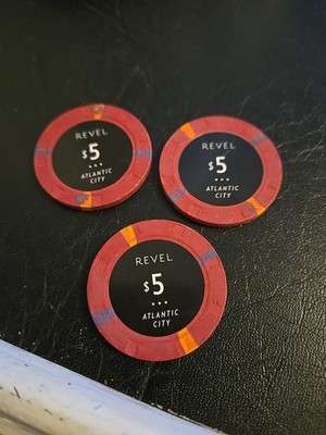 Revel $5 CASINO CHIPS ATLANTIC CITY N.j. Out Of Print Obsolete Rare Set Of Three