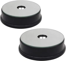 2PCS LED Black Display Base for Crystal Glass Art White Light Battery Powered