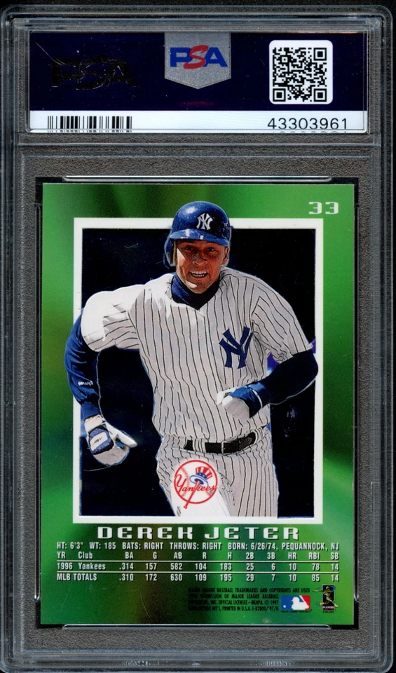 BB - 1997 Skybox E-X 2000  - #33 - Derek Jeter - PSA 9 - MINT - Image 2 of 2