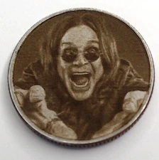 Ozzy Osbourne US Clad Quarter Surface Engraved Hobo Nickel / Love Token