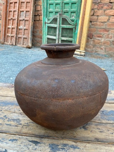 Ancient Old Metal Indian Traditional Water Pot Ghada Oil Pot - Picture 2 of 14