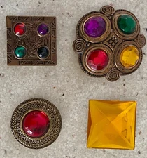 Vintage Jeweled Button Covers Gold Tone Retro 80's 90's Set of 4