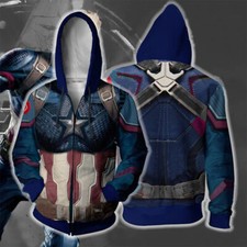 Captain America Hoodie Avengers: Endgame Hooded Full Zip Sweatshirt Jacket