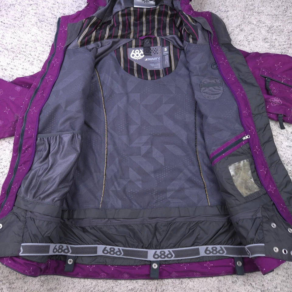 Jaqueta de Snowboard Feminina 686 Tamanho Pequeno *SOMENTE CONCHA* Smarty Ski Roxa Com Capuz Excelente Estado Usado - Imagem 3 de 4