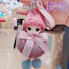 real Fox Fur Pom pom Cute Fluffy Plush Doll Keychains Women Girl Bags