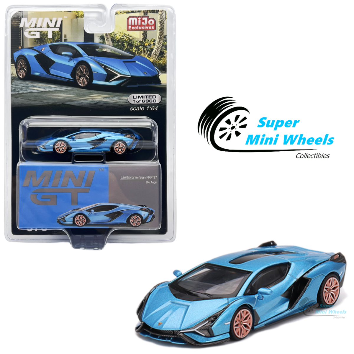 Mini GT 1:64 Lamborghini Sián FKP 37 Blu Aegir #573 | eBay