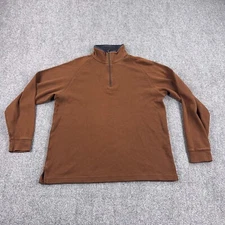 Daniel Cremieux Sweater Mens Medium Brown Quarter Zip Logo Pullover Mock Neck