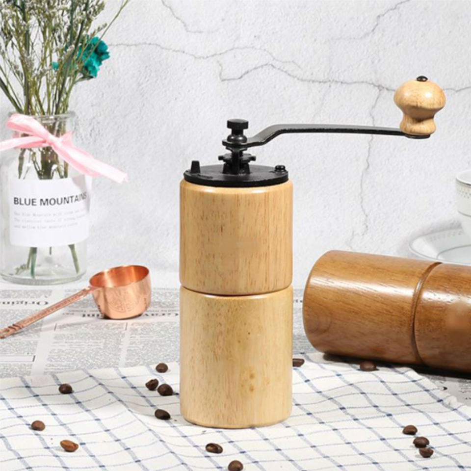 AKIRAKOKI Genuine Manual Coffee Bean Grinder Cast Iron Burr Wooden Mill
