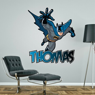 Personalisiertes Wandtattoo Batman Superheld Kinder Jungen Schlafzimmer Aufkleber 