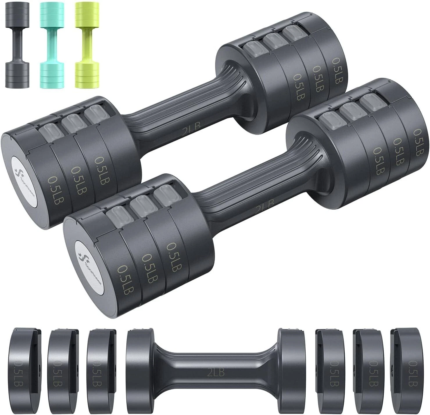 Sportneer Dumbbell Weight Set 5 lb Adjustable Weights for Women Men Home Gym