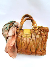Miu Miu Vintage Purse Orange Red Green Gold Pink Nappa Leather Arcadie Tote Bag