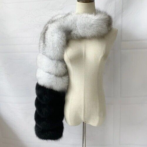 Natural Winter Women Red Real Coat Real Fur Sleeve Fashion One Sleeve Coats - Bild 38 von 59