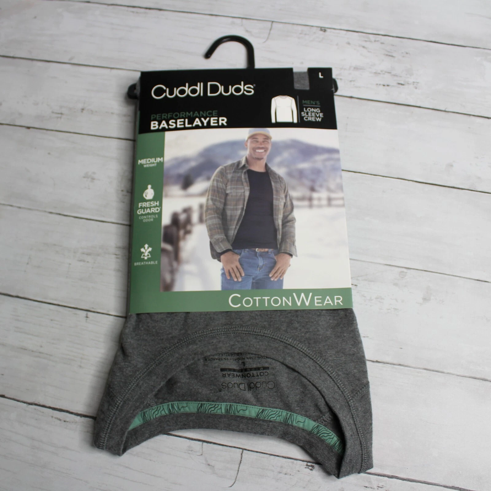 Cuddl Duds Men's Base Layer Shirt Size L Underwear Long Sleeve Crew Neck