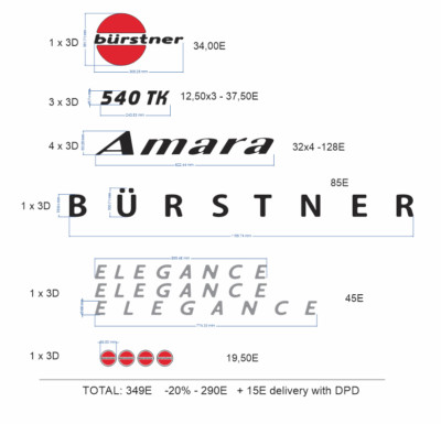 BURSTNER  WOHNMOBIL AUFKLEBER SET AMARA, Burstner Amara 3D Aufkleber