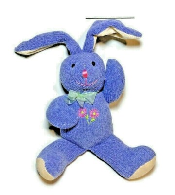 Dandee Purple Chenille Bunny Plush Flower Ear Foot Bendable Ears Stuffed Animal 