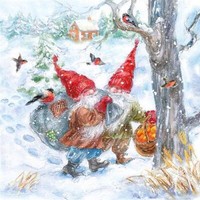 20 Servietten Heyho Zwerge Wichtel Weihnachten Winter VöGel Tischdeko 33X33Cm