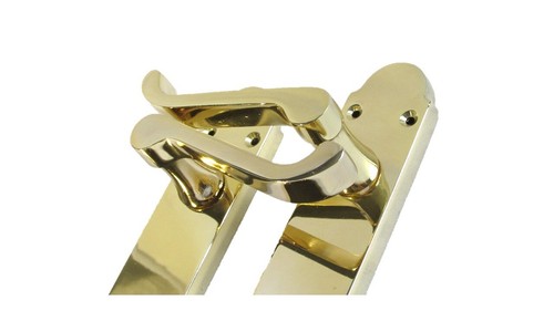 Door Handle Modern Scroll Epsom Brass Polish handles, Bath Lock Latch 168 x42mm - Picture 6 of 32