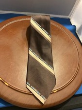 Envoy Men’s Polyester Brown Silk Blend Tie Striped Necktie USA Made