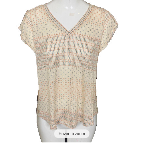 Ella Moss Women Blouse Shirt  Ruffle Sleeves Keyhole Back(Geo Stripe MEDIUM)NWT