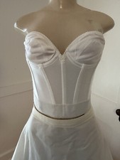 Carnival 204 Vtg 34A Corset Backless Plunge Longline Bustier Union Made White