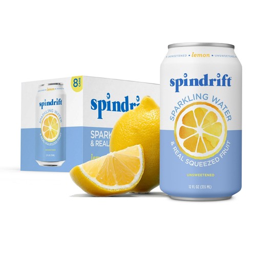 Spindrift Lemon Sparkling Water, 12 Fl. Oz., 8 Stück