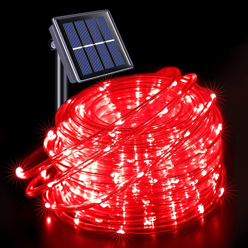 Solar LED Rope Hard PVC Tube String Fairy Lights Outdoor Garden ...