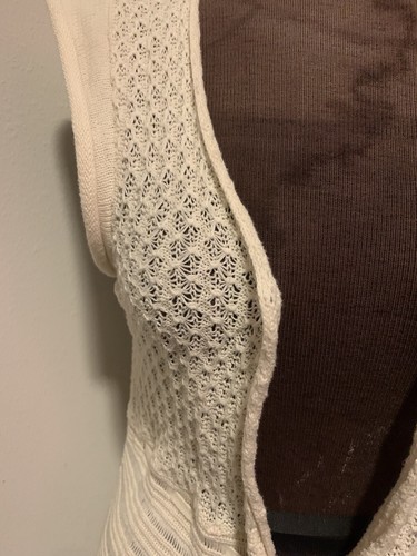 Old Navy M Ivory Sleeveless Open Tie Cardigan Sweater Vest Hippee Boho Chic Ange - Imagen 8 de 11