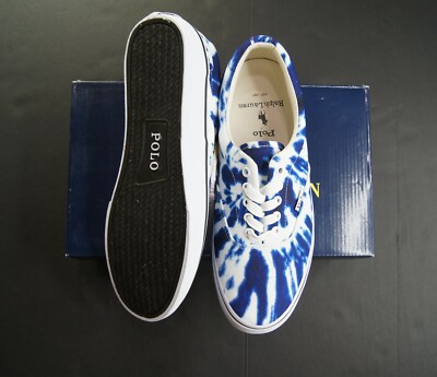 POLO RALPH LAUREN Men's Thorton Blue Tie Dye Canvas Low-Top Sneaker NIB