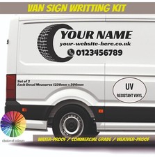 Custom Vinyl Graphics Tyre Decals Sign Diy Stickers Bespoke Van Decal - Set Of 2