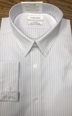 Calvin Klein Men's Dress Shirt Non Iron Stretch Slim Fit,Blue Multi, 15.5-34X35