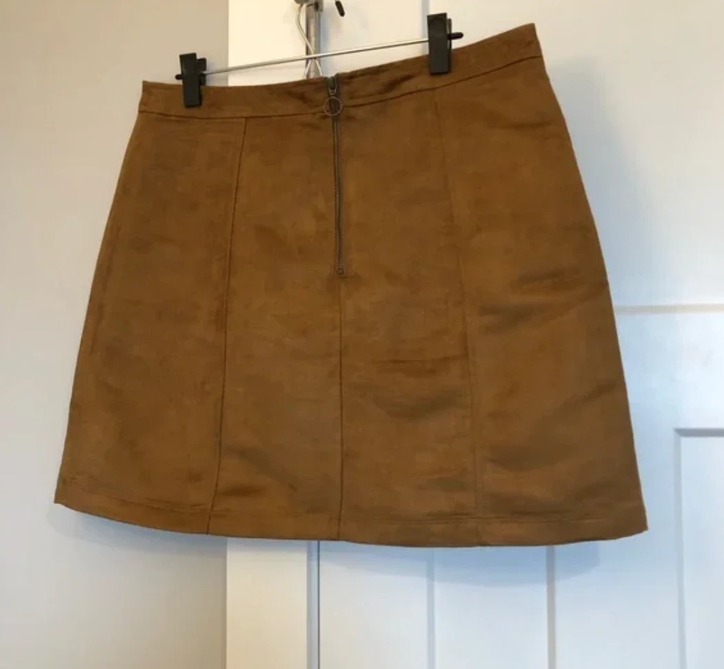 OLD NAVY by Gap New Size 4 Caramel FAUX SUEDE Vegan Leather Mini Skirt a58