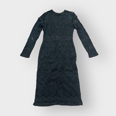 Love By Design Lace Long Sleeve Midi Dress In Jet Black At Nordstrom Rack, Size Small Love By Design Lace Long Sleeve Midi Dress In Jet Black At Nordstrom Rack, Size Small