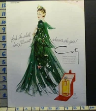 1946 COTY L'AIMANT BEAUTY PERFUME COLOGNE TOILET WATER VINTAGE ART AD  Q05