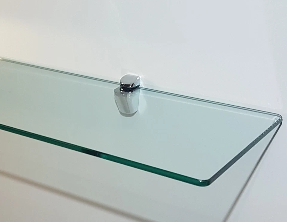 RIPIANO VETRO MENSOLA CRISTALLO CM.24X116 SP.8MM CON SUPPORTI X PARETE LIBRERIA - Immagine 3 di 4