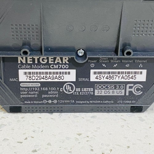 NETGEAR CM700 High Speed Cable Modem 32x8 1.4Gbps DOCSIS 3.0 Tested Works - Picture 9 of 10