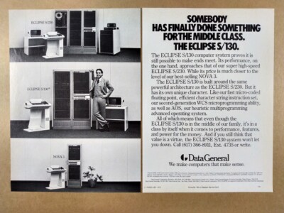 1978 Data General ECLIPSE S/130 Computer vintage print Ad | eBay