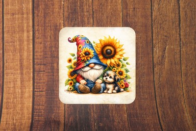 Gonk Lovers Untersetzer - Sonnenblume Welpe Hund - tolles Geschenkset 1, 2 oder 4