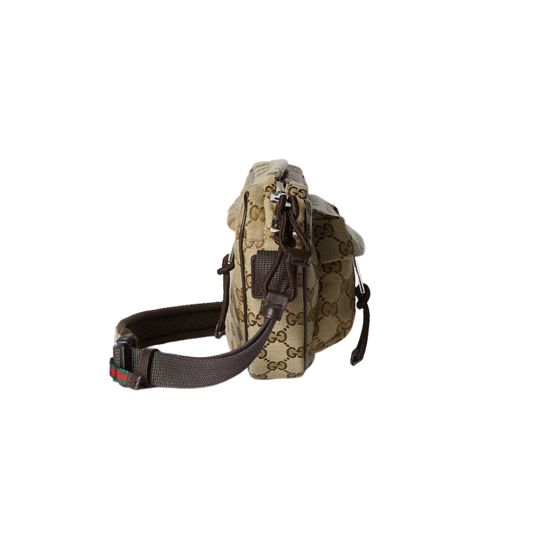 GUCCI $1980 Beige And Ebony GG Canvas Small Crossbody Bag GUCCI $1980 Beige And Ebony GG Canvas Small Crossbody Bag