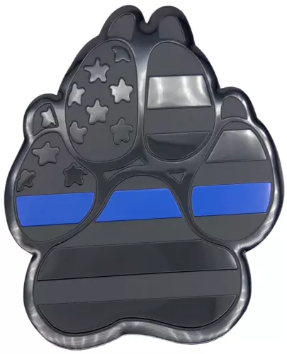 Metal American Thin Blue Flag Dog Paw Auto Fender Emblem Decal Trucks 4" x 3"