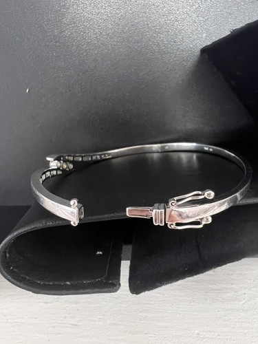 Bracciale Cerniera Oro Bianco 14K Naturale Tondo H/SI Diamante 1.00CTW 18.1GR - Foto 20 di 22