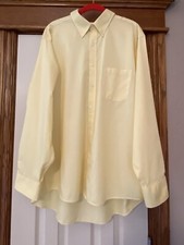 Chaps Mens Classic Fit Twill Shirt Wrinkle Free Button Sz 17-17.5 34-35 Yellow