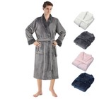 Luxury Flannel Fleece Bathrobe Unisex Long Warm Soft Dressing Gown Men Women