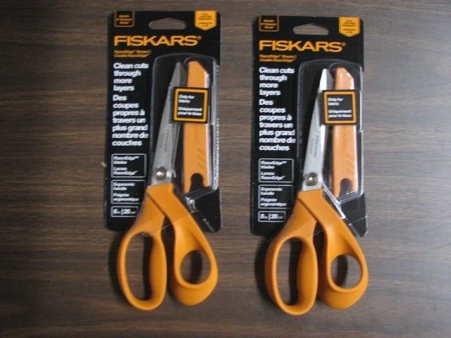2 EA - FISKARS #181800 8" RAZOREDGE SHEARS/SCISSORS FOR FABRIC NEW
