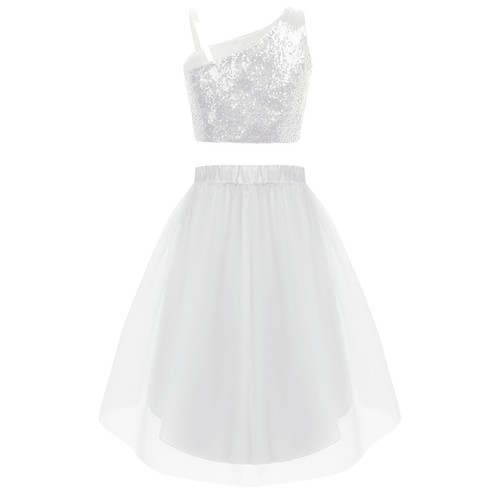 Mädchen Kleidensatz Armlos Perlen-Outfit Unregelmäßiger Saum Solid Color Luxus - Bild 44 von 81