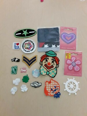 Patches, new, assorted sew on, 20, different sizes
