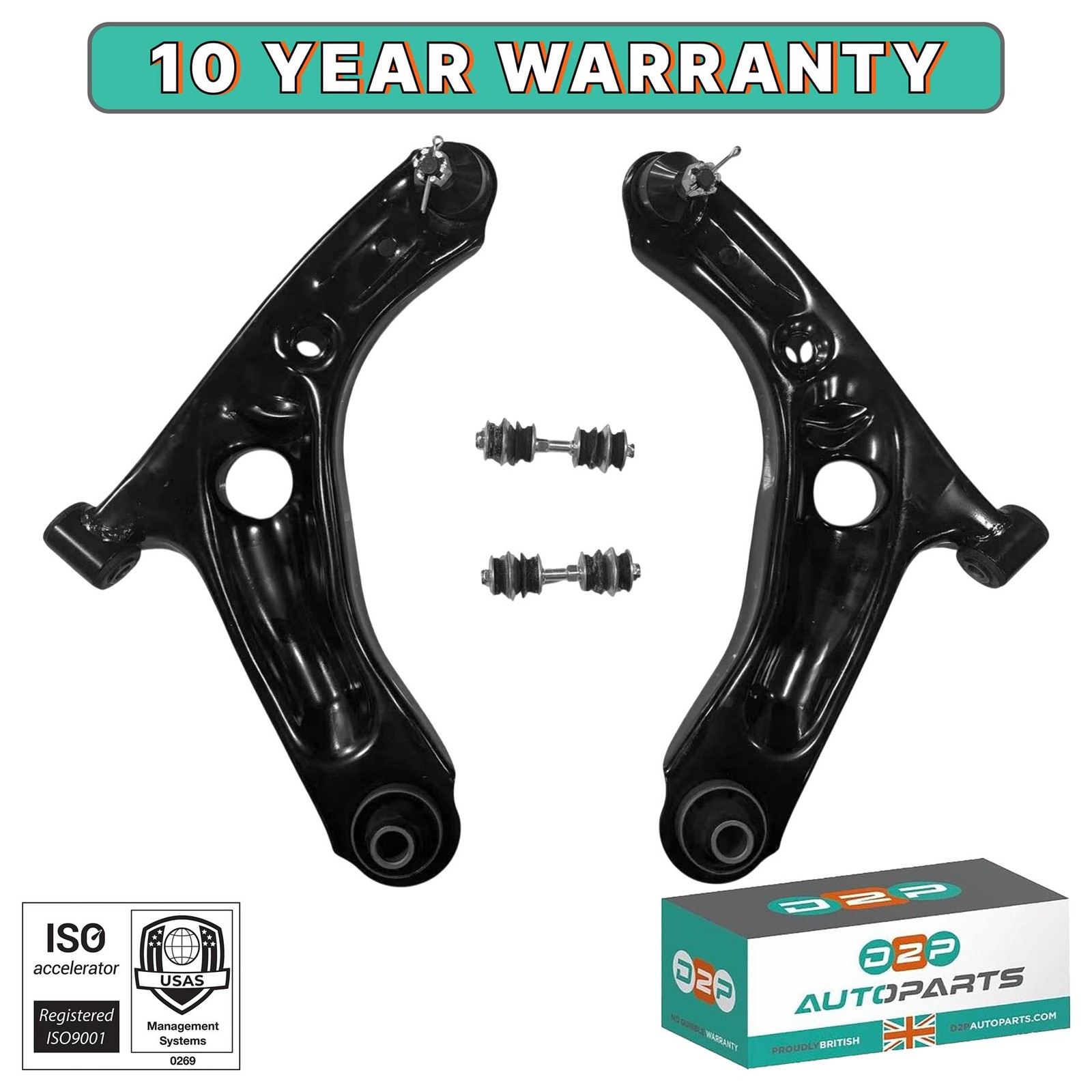 2x Front Track Control Arms FOR Citroen C1 Peugeot 107 Toyota Aygo 1.0/1.4 - Image 5