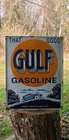 Good Gulf Gasoline motor oil vintage gas pump porcelain sign