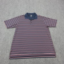 Adidas Climalite Polo Shirt Mens L Blue Stripe 100 Polyester Golf Performance